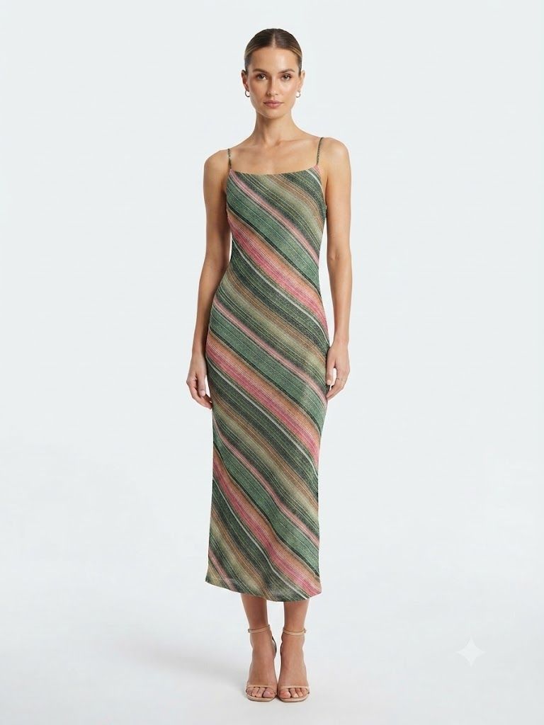 Stripe Glow Slip Dress